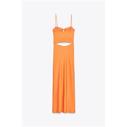 CUT-OUT SATIN MIDI DRESS
