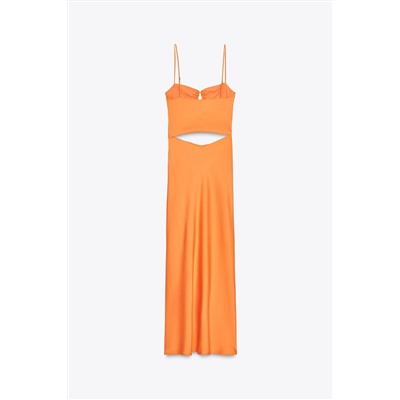 CUT-OUT SATIN MIDI DRESS