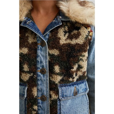 Chaqueta vaquera slim efecto pelo