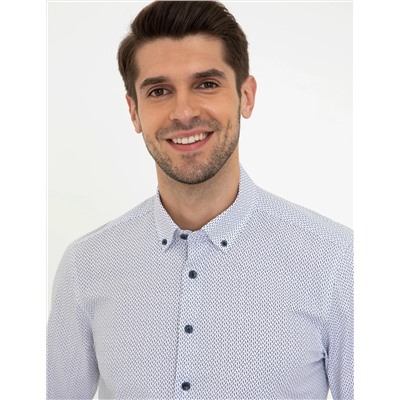 Lacivert Slim Fit Uzun Kollu Gömlek