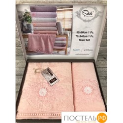 T0948/1 Набор полотенец SIKEL из 2-х предметов (50*90 и 70*140) FERFORJE 3D SOMON персик