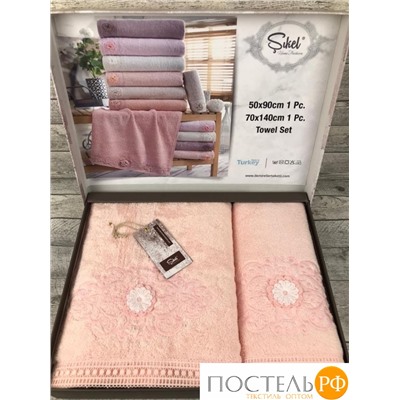 T0948/1 Набор полотенец SIKEL из 2-х предметов (50*90 и 70*140) FERFORJE 3D SOMON персик