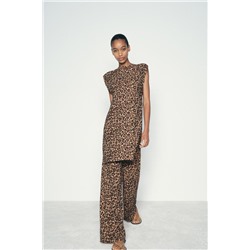 ANIMAL PRINT LONG KNIT TOP