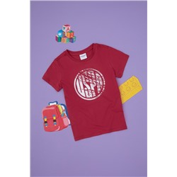 Erkek Çocuk Vişne Basic Bisiklet Yaka Tişört