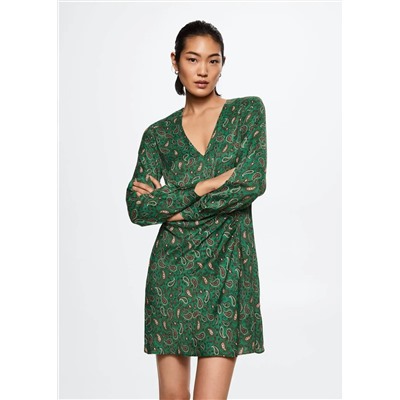Vestido satinado paisley -  Mujer | MANGO OUTLET España