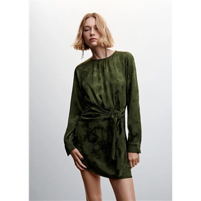 Vestido jacquard nudo -  Mujer | MANGO OUTLET España