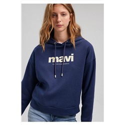 MaviLogo Baskılı Kapüşonlu Lacivert Sweatshirt 168334-70488