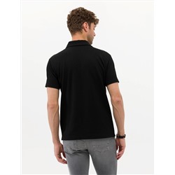 Siyah Slim Fit Göğüs Baskılı Tişört