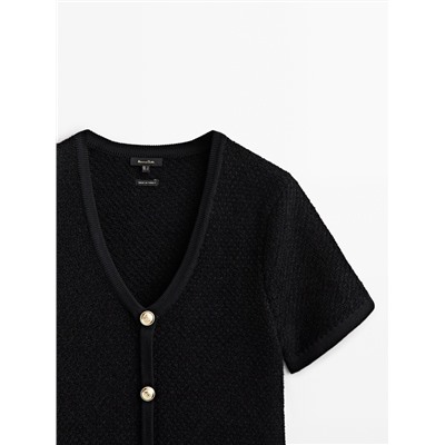 Vestido corto punto mini boucle botones