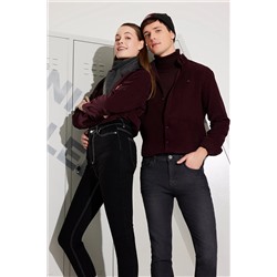 Avva Erkek Bordo Tam Balıkçı Yaka Tüylenmeyen Regular Fit Standart Kesim Triko Kazak E005002