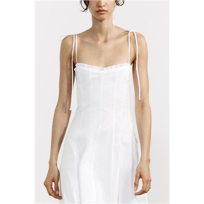 POPLIN RUFFLE MIDI DRESS
