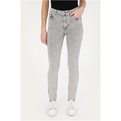 Kadın Gri Skinny Fit Jean Pantolon