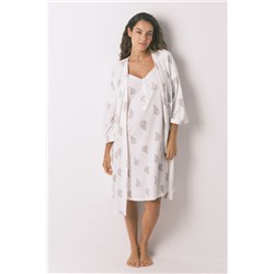 Bata larga "maternity" print sello marfil