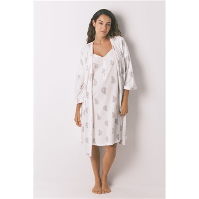 Bata larga "maternity" print sello marfil