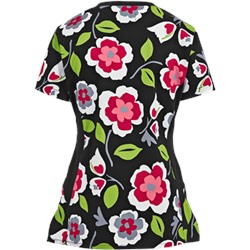 White Cross Scrubs Matisse Blooms Print Top