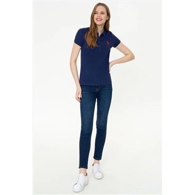 Kadın Lacivert Basic Polo Yaka Tişört