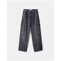 Faded-effect skater cargo trousers