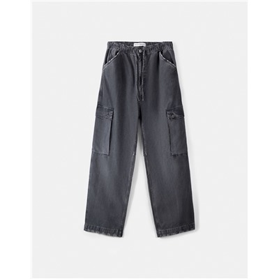 Faded-effect skater cargo trousers