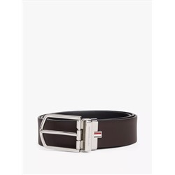 Round Buckle Reversible Leather Belt