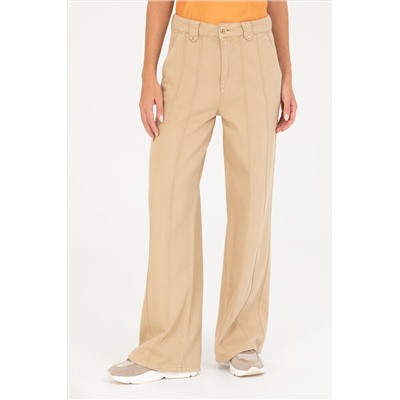 Kadın Krem Loose Fit Jean Pantolon