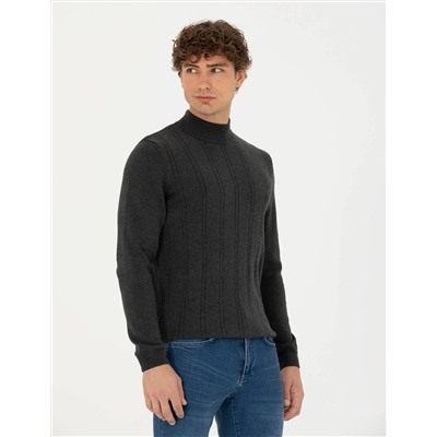 Antrasit Melanj Slim Fit Kazak