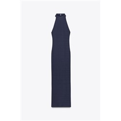 LONG HALTER NECK GATHERED DRESS