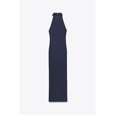 LONG HALTER NECK GATHERED DRESS