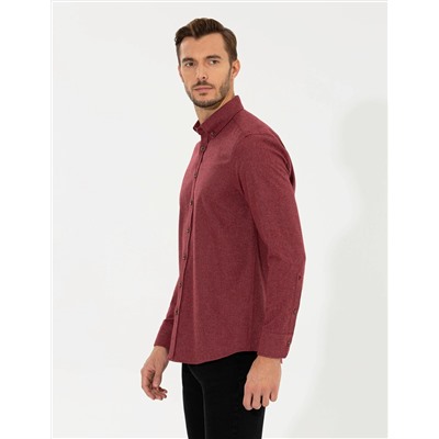 Bordo Regular Fit Uzun Kollu Gömlek