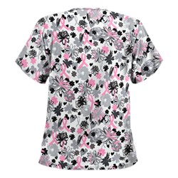 UA Painted Pink Ribbons White Print Scrub Top