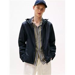 Water-Repellent Hooded Windbreaker