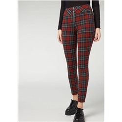 Leggings mit Schottenmuster und Reißverschluss