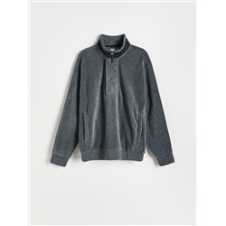 Fleece-Hoodie aus Materialmix