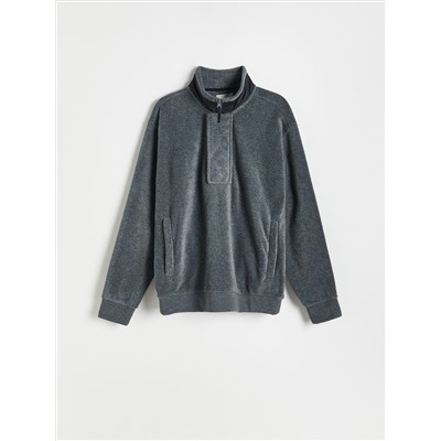 Fleece-Hoodie aus Materialmix