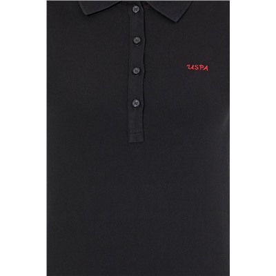 Kadın Siyah Basic Polo Yaka Tişört