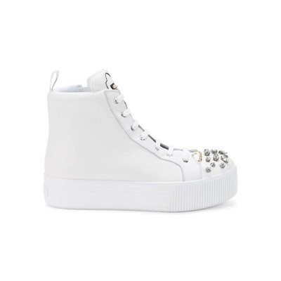 KARL LAGERFELD PARIS Violetta Embellished Leather High Top Sneakers