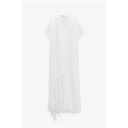 FRINGED LINEN DRESS