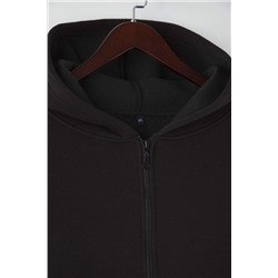 Siyah Kapüşonlu Oversize Crop Boy Büyük Beden Sweatshirt TBBAW26AO00030