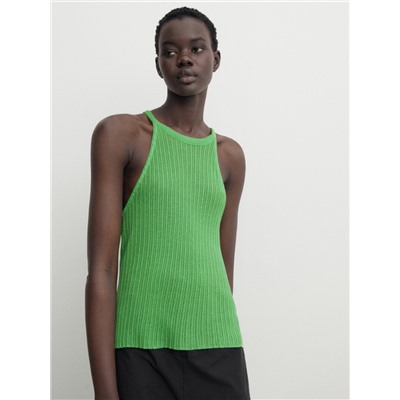 Top halter canalé desagujado