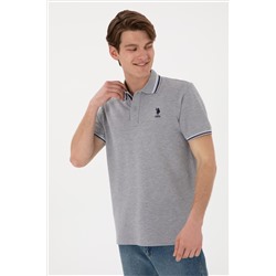 Erkek Regular Fit Polo Yaka Gri Melanj Basic Tişört