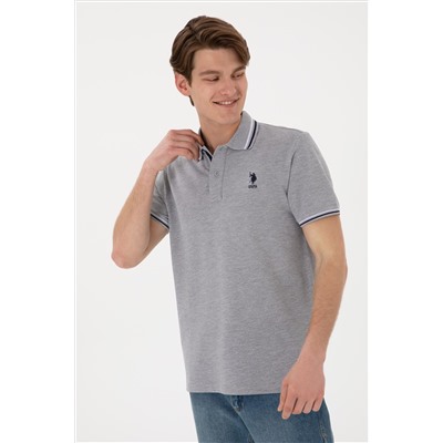 Erkek Regular Fit Polo Yaka Gri Melanj Basic Tişört