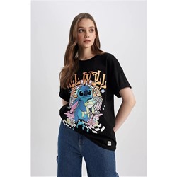 Defacto Coool Disney Lilo & Stitch Oversize Fit Sırt Baskılı Kısa Kollu %100 Pamuk Tişört Z9832AZ23SM