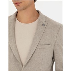 Bej Ekstra Slim Fit Spor Ceket