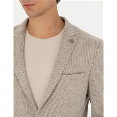 Bej Ekstra Slim Fit Spor Ceket