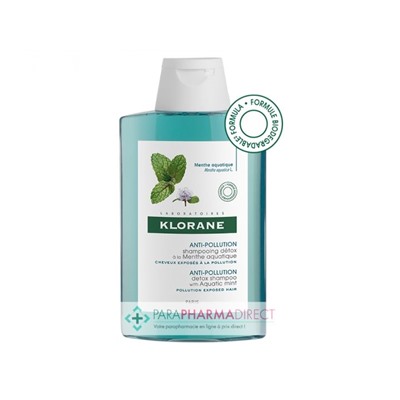 Klorane Menthe Aquatique BIO Shampoing Détox Cheveux Normaux 200ml