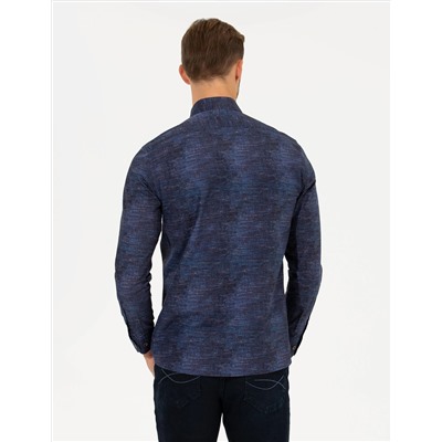 Lacivert Slim Fit Uzun Kollu Gömlek