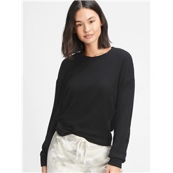 Brushed Waffle-Knit Crewneck T-Shirt