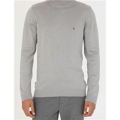 Açık Gri Melanj Slim Fit Yarım Balıkçı Basic Triko Kazak