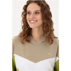 Kadın Fıstık Yeşili Kapüşonlu Sweatshirt
