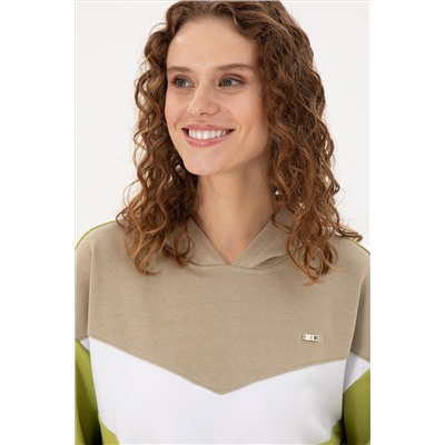 Kadın Fıstık Yeşili Kapüşonlu Sweatshirt