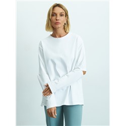 Лонгслив oversize из 100% хлопка с разрезами на локтях